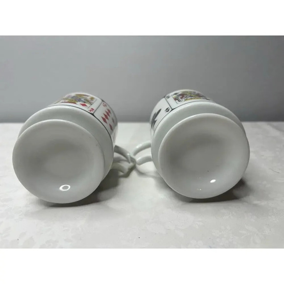 Set Of 2 Straight Royal Flush/Ace King Queen Jack Ten Of Diamonds Pedestal Mug - Picture 3 of 4